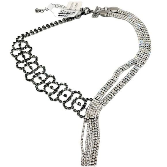 NWT Vintage Inspired Free People 6 strand Long Rhinestones Statement Necklace - Picture 1 of 10